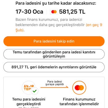 İade Edilmeyen Para Ve Temu Şikayeti