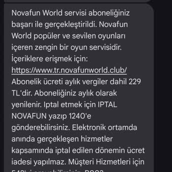Novafun Bilgim Dışında Abonelik Ve İade Sorunu