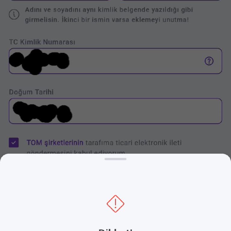 A101 Hadi Kart Uygulamasında Giriş Sorunu