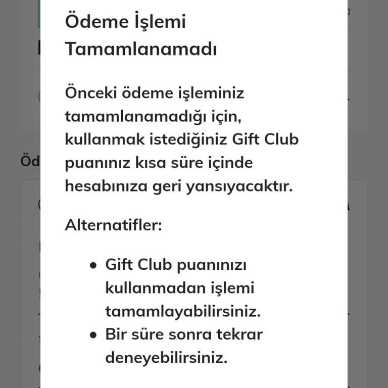 Gift Puanları Kullanılamadı, 310 TL Kaybettim!