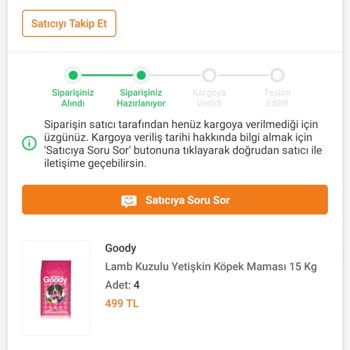 Trendyol'dan Sipariş Edilen Mama Teslim Edilmiyor