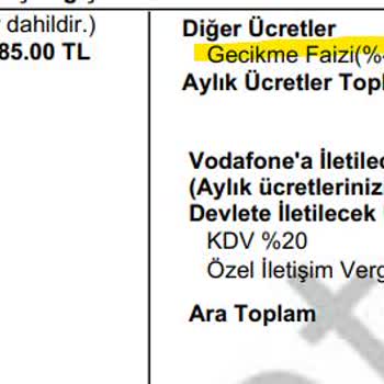 Vodafone Haksız Geç Tahsilat Ücreti!