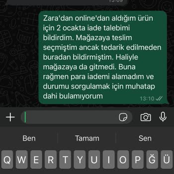 Zara Online İade Sürecinde İletişim Sorunu