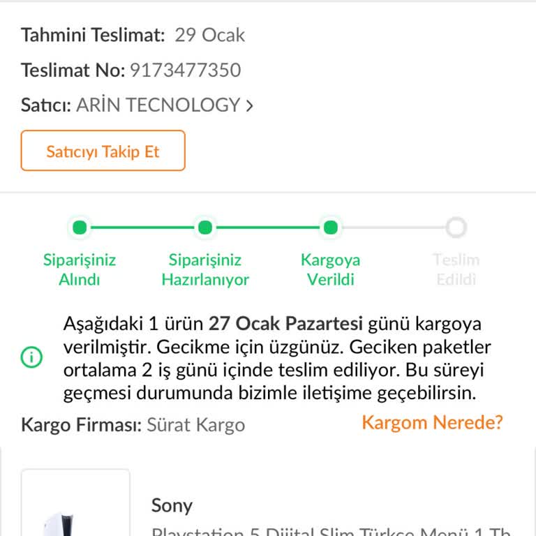 PS5 Siparişi Ve Kargo Sorunu
