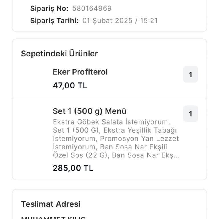 Sipariş İptali Hakkında Bilgilendirme Eksikliği