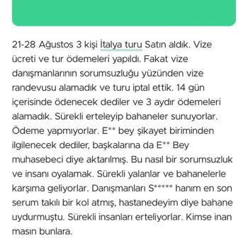 İtalya Turu İade Sorunu: Paramızı Alamıyoruz
