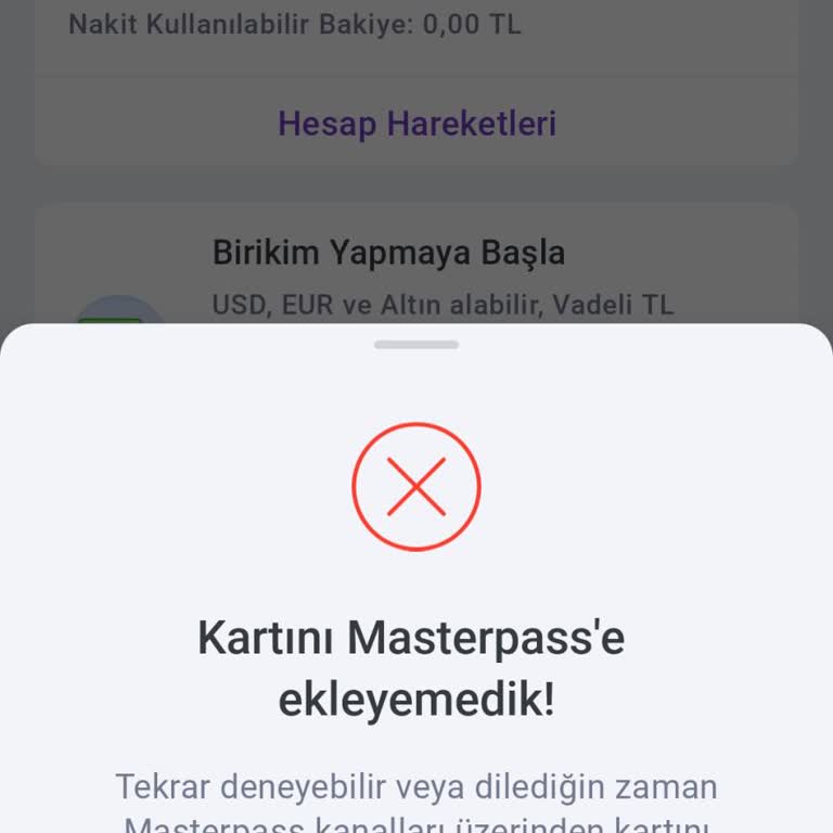 Masterpass Kart Ekleme Sorunu
