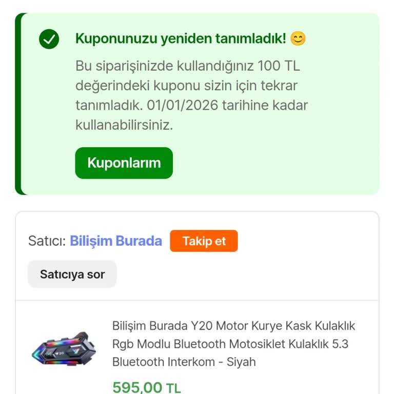 İlk Sipariş Kuponu Kullanılamıyor: Sürekli Değişen Bilgilendirme