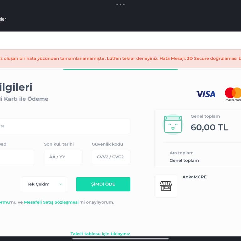Shopier'de Sürekli 3D Secure Hatası