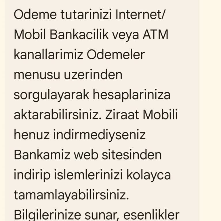 Ziraat Bankası Kurum Ödemesi SMS Sorunu