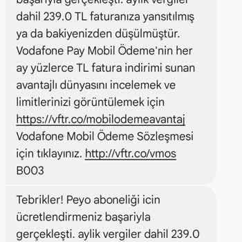 Vodafone Mobil Ödeme Mağduriyeti