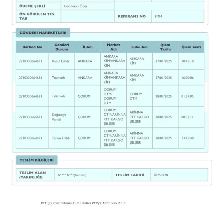 Kayıp Dergi: Teslim Edilmediği Halde Teslim Edildi Görünen Gönderi