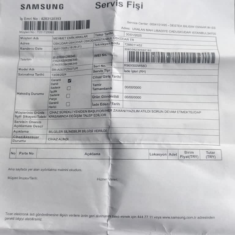 Samsung A57 Şarj Sorunu Ve Garanti Kapsamı