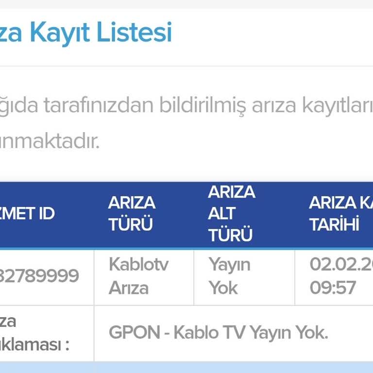 Kablo Net Arıza Kaydı Sonrası İletişim Sorunu