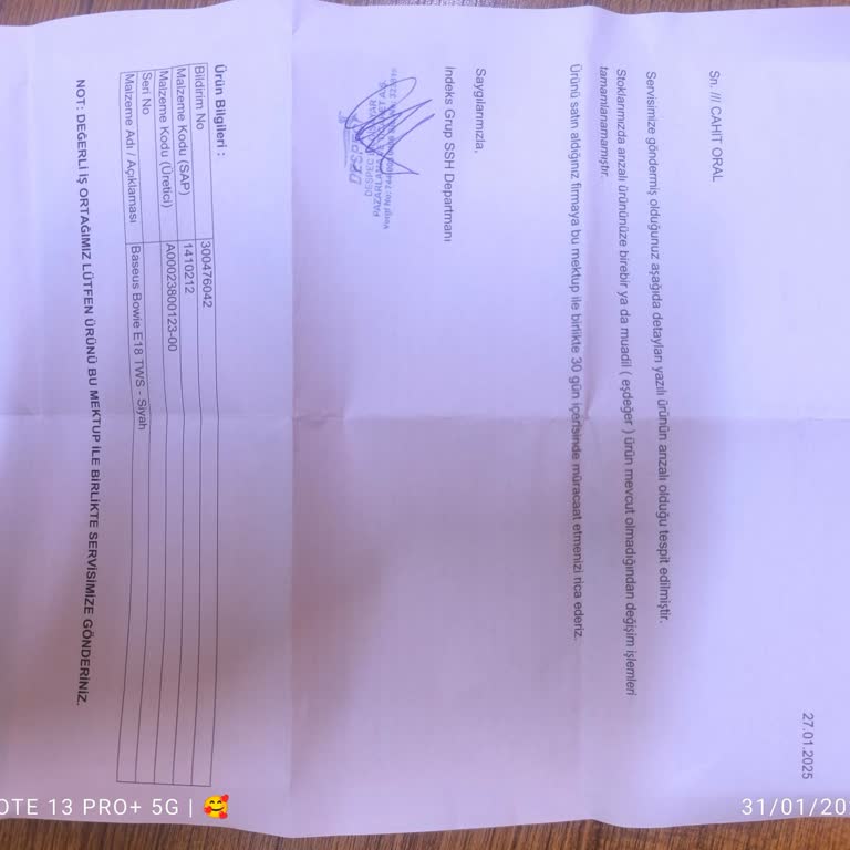 Arızalı Kulaklık Ve Yetersiz Müşteri Hizmeti