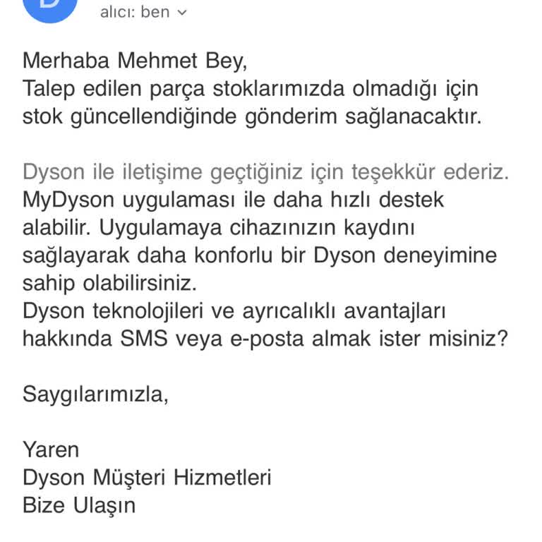 Dyson Süpürge Tekerlek Sorunu Ve Stok Beklentisi
