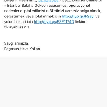 Pegasus'un İptal Ettiği Uçuşla Mağduriyet Yaşadım