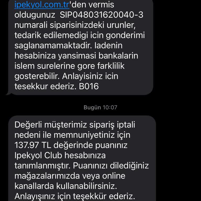 İpekyol'dan Beklenmedik Sipariş İptali Ve Hayal Kırıklığı
