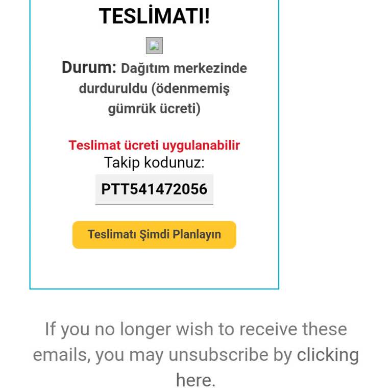 PTT Kargo Adına Gelen Sahte E-postalarla İlgili Şikayet