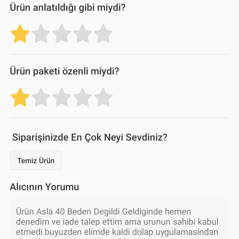 Yanlış Beden Ve İade Sorunu