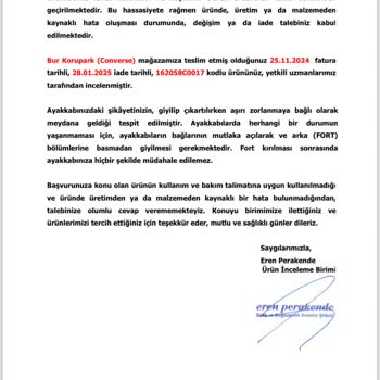 Kalitesiz Ayakkabı Ve Yetersiz Müşteri Hizmeti