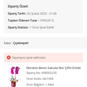 İptal Edilen Siparişin İadesi Yapılmadı