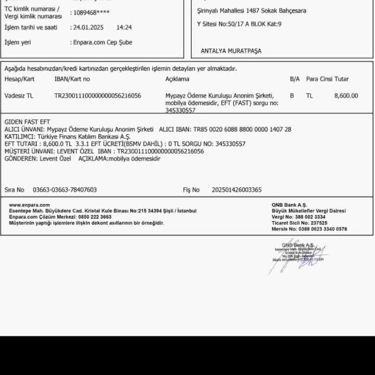 Sipariş Edilen Balkon Koltuğu Teslim Edilmedi