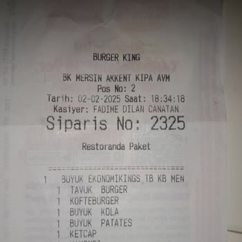 BK Mersin Şubesinde Sipariş Sorunu Ve Personel Davranışı
