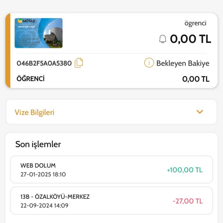 Yüklenen Bakiye Kartta Görünmüyor!