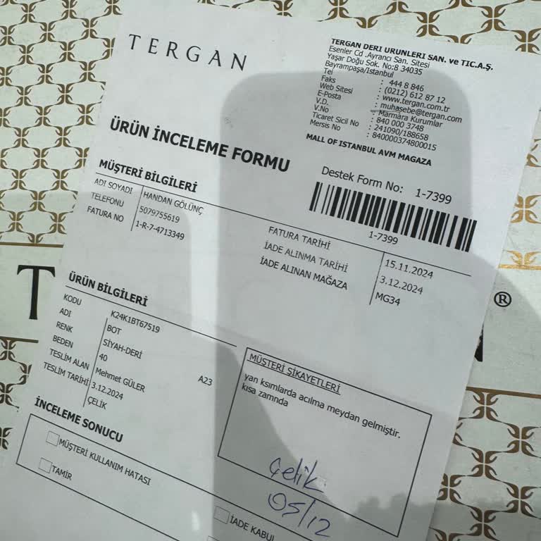 Tergan'dan Aldığım Botun Kalitesizliği Ve Müşteri Hizmetleri Hayal Kırıklığı