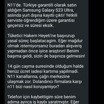 N11 Üzerinden Alınan Telefonun Mağduriyeti