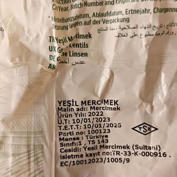 Tat Bakliyat Marka Yeşil Mercimekten Çıkan Taşlar