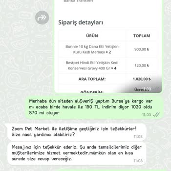 Zoompet.com.tr'de Sipariş Ve İade Sorunu