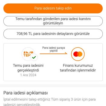 İptal Edilen Siparişin İadesi Hala Gelmedi
