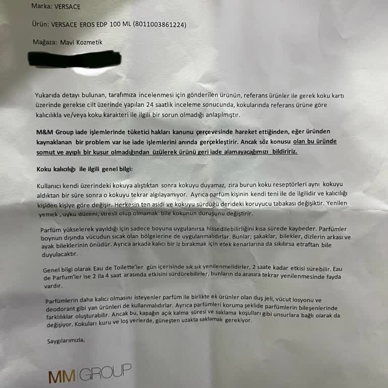 Mavi Kozmetik'ten Aldığım Parfümde Orijinallik Sorunu
