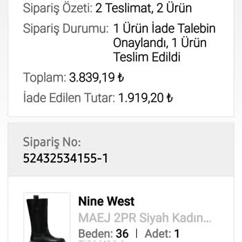 Nine West Yanlış Ürün Ve Hatalı İade Süreci