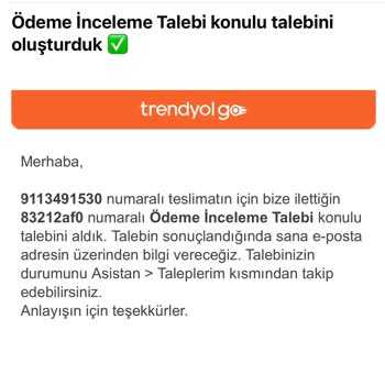 Trendyol Yemek Siparişi İadesi Sorunu