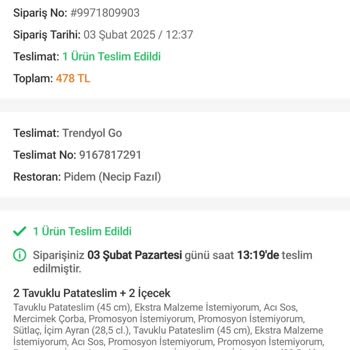 Trendyol Yemek'dan Buz Gibi Yemek Ve Yanlış Teslimat Sorunu