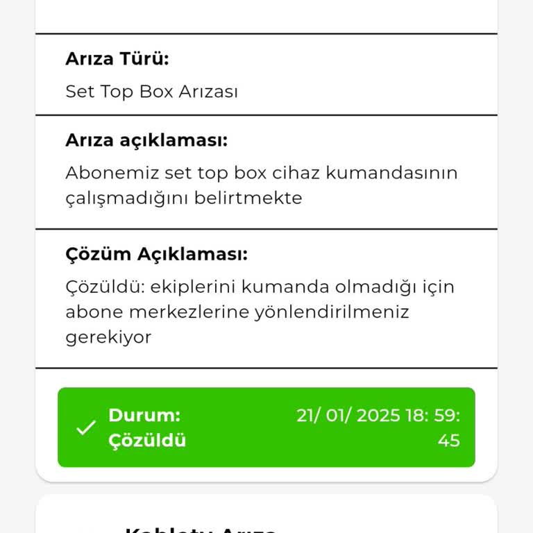 Kumanda Arızası Ve Yetersiz Hizmet