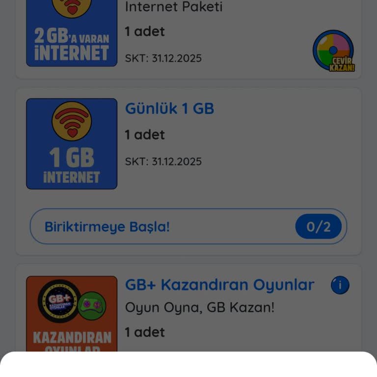 Kazandırio Uygulamasında İnternet Hediyesi Sorunu