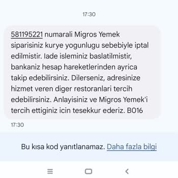 Migros Yemek Hasta Çocuğum İçin Sipariş Verdiğim Yemek 50 Dakika Sonra İptal Edildi!