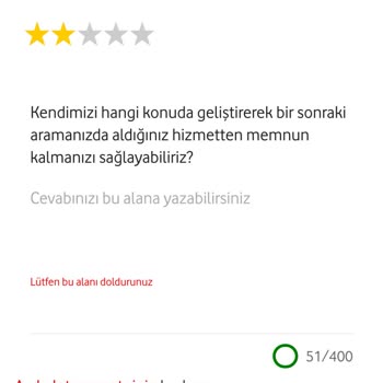 Vodafone Müşteri Hizmetleri Ve Anket Sistemi Hayal Kırıklığı