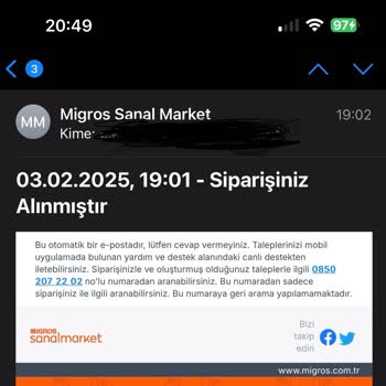 Migros Sanal Market Teslimat Ve İptal Sorunu