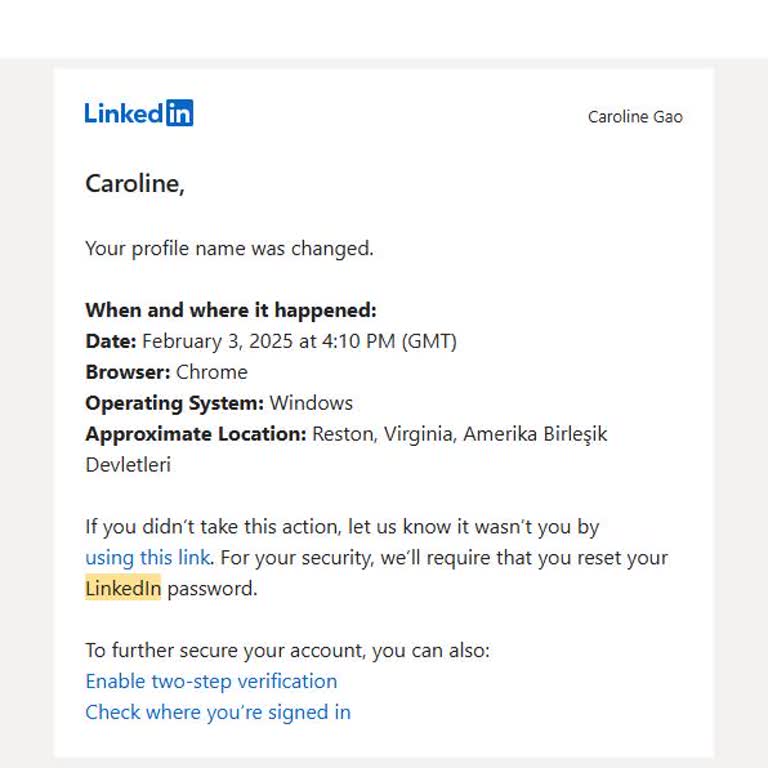 LinkedIn Hesabım Hacklendi Ve Bilgilerim Silindi
