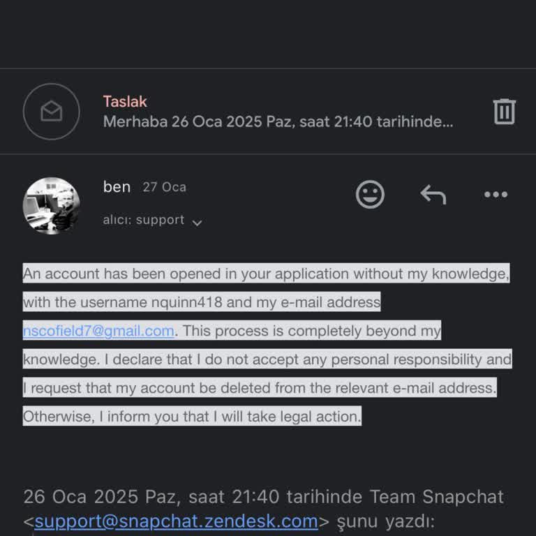 Yurt Dışından İzinsiz Snapchat Üyeliği Ve Yanıtsız Destek