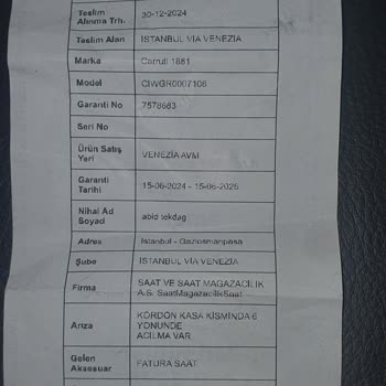 Cerruti Saatimin Sürekli Servis Sorunları