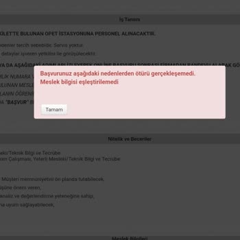 İŞKUR Başvuru Sisteminde Eşleştirme Sorunu