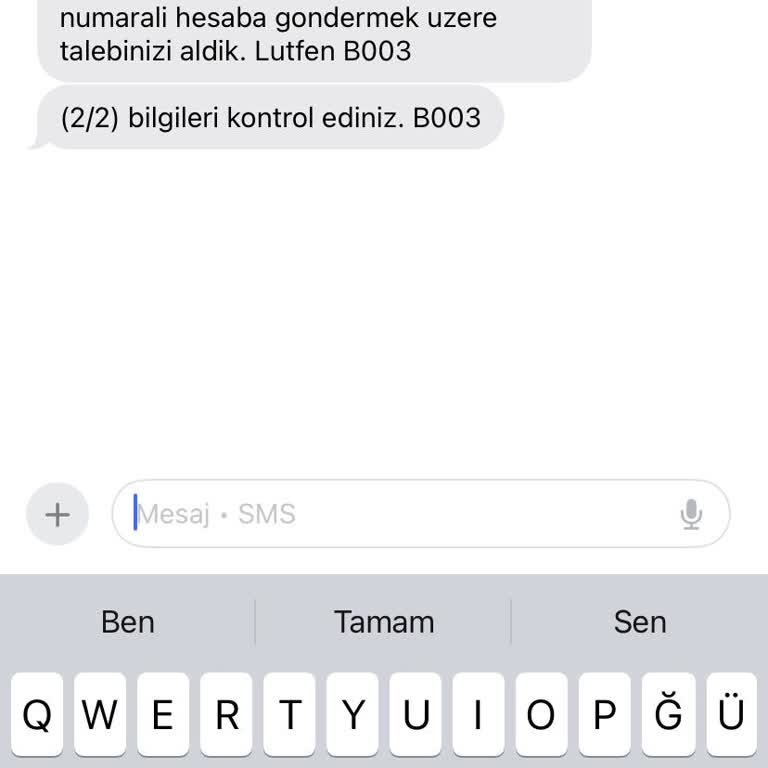 Yanlış Transfer Mesajı Hakkında Bilgi Talebi