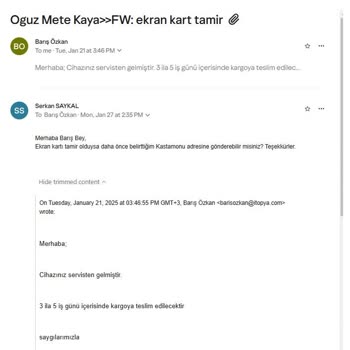 Yanlış Adrese Gönderilen Ekran Kartı Mağduriyeti