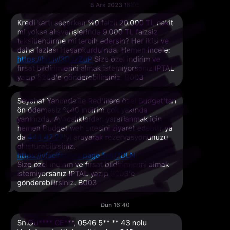 Yanlış Numaraya Ait Borç Bildirimi Ve Vodafone Adına Sahte Arama